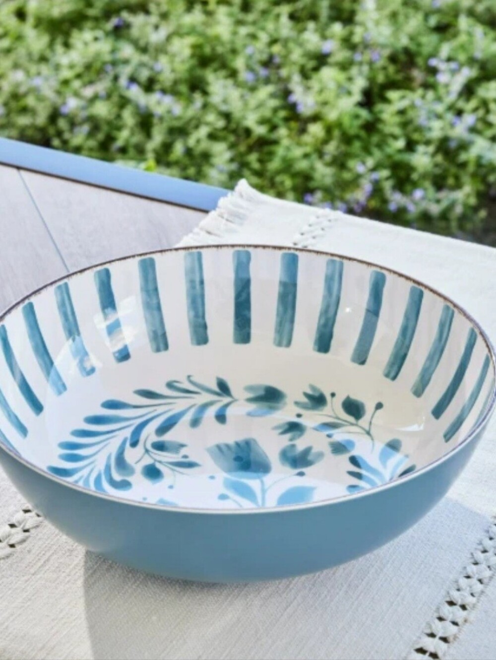 Better Homes And Garden Blue & White Floral 12" Melamine Serving Bowl